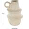 15.25" Cream Textured Paper Mache Fluted Vase with Ring Handle